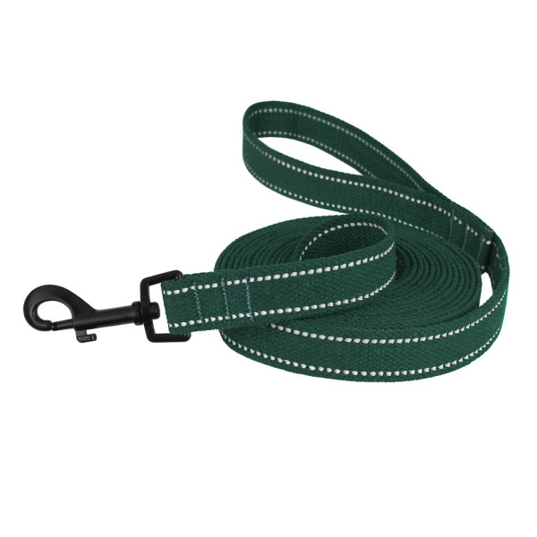 Повідець для собак Barksi Сotton рефлекторний бавовняний брезент Стандарт Зелений