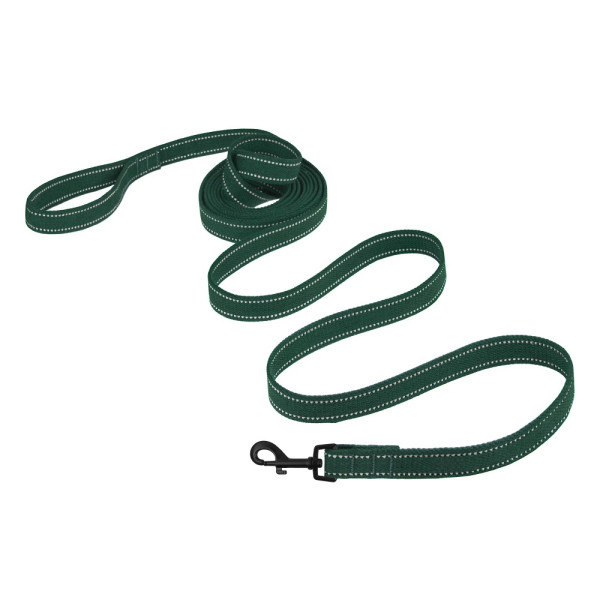 Повідець для собак Barksi Сotton рефлекторний бавовняний брезент Стандарт Зелений