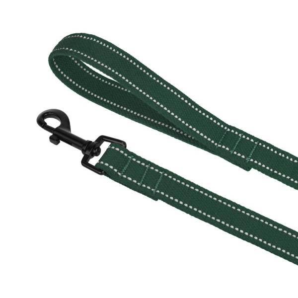 Повідець для собак Barksi Сotton рефлекторний бавовняний брезент Стандарт Зелений