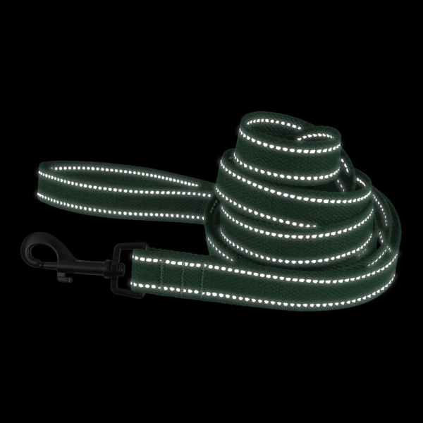 Повідець для собак Barksi Сotton рефлекторний бавовняний брезент Стандарт Зелений