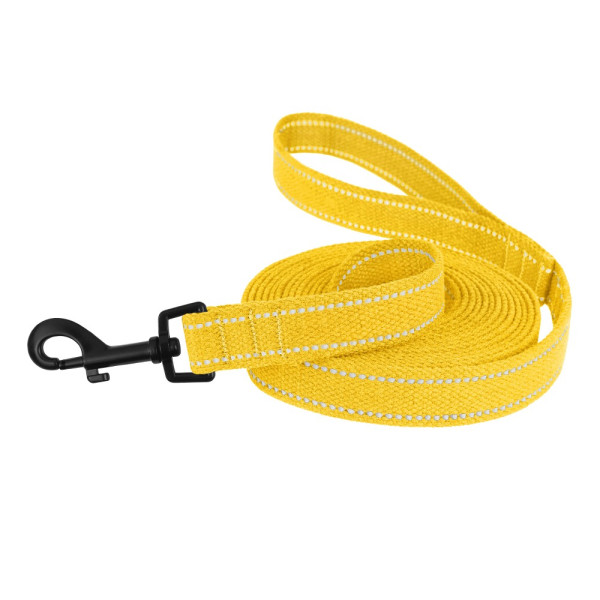 Повідець для собак Barksi Сotton рефлекторний бавовняний брезент Стандарт Жовтий