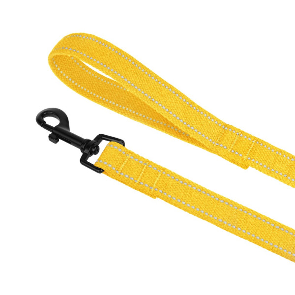 Повідець для собак Barksi Сotton рефлекторний бавовняний брезент Стандарт Жовтий