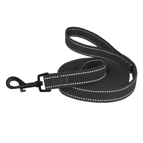 Повідець для собак Barksi Сotton рефлекторний бавовняний брезент Стандарт Графіт