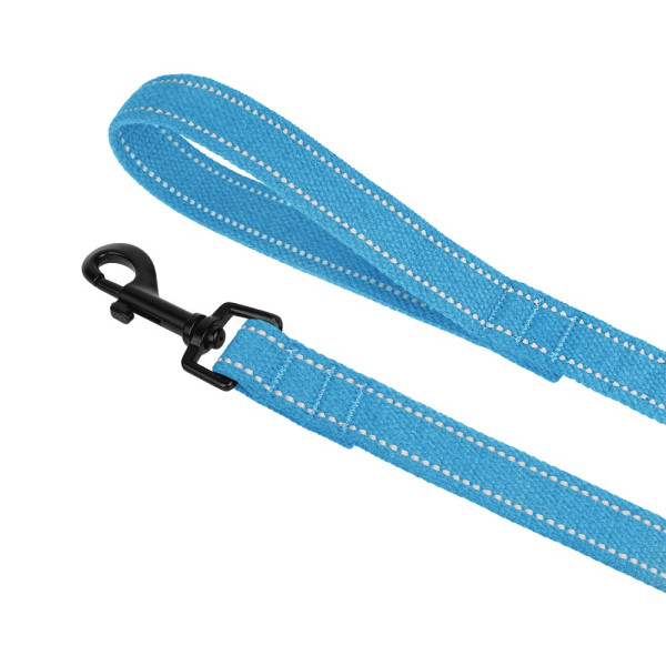 Повідець для собак Barksi Сotton рефлекторний бавовняний брезент Стандарт Блакитний