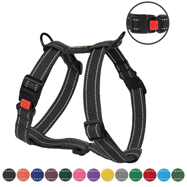 Шлея для Собак Barksi Сotton Н-подібна Рефлекторна бавовняна Брезент Графіт