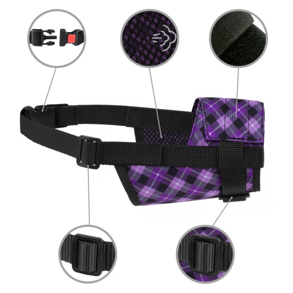 Намордник для собак Barksi нейлоновий регульований Фіолетовий