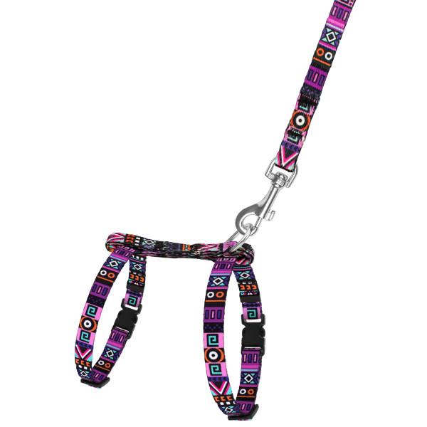 Шлея з Поводком для Котів та Дрібних Собак BronzeDog Urban Етнічна Фіолетова