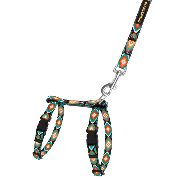 Шлея з Поводком для Котів та Дрібних Собак BronzeDog Urban Ромби