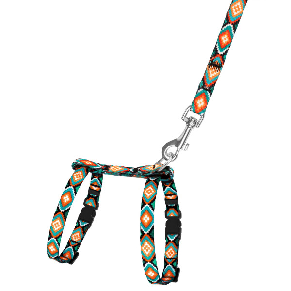 Шлея з Поводком для Котів та Дрібних Собак BronzeDog Urban Ромби