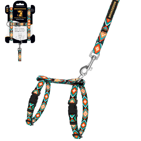 Шлея з Поводком для Котів та Дрібних Собак BronzeDog Urban Ромби