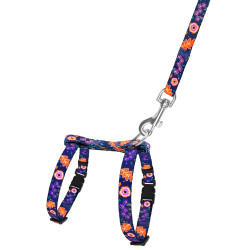 Шлея з Поводком для Котів та Дрібних Собак BronzeDog Urban Квіти Синя