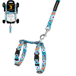 Шлея з Поводком для Котів та Дрібних Собак BronzeDog Urban Квіти Ментол