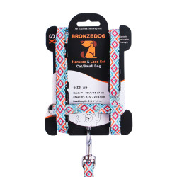 Шлея з Поводком для Котів та Дрібних Собак BronzeDog Urban Гуцульська Синя
