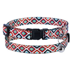 Нашийник для Котів BronzeDog Urban Гуцульський Нейлоновий з Пластиковою Пряжкою та Дзвіночком Коричневий