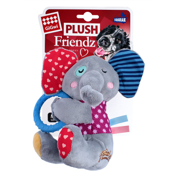 Іграшка для Собак Gigwi Plush Friendz Слоник з пищалкою та кільцем