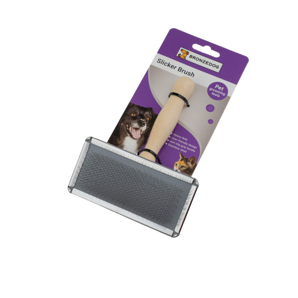 Пуходерка Щітка з Дерев'яною Ручкою Bronzedog 12 х 14 см