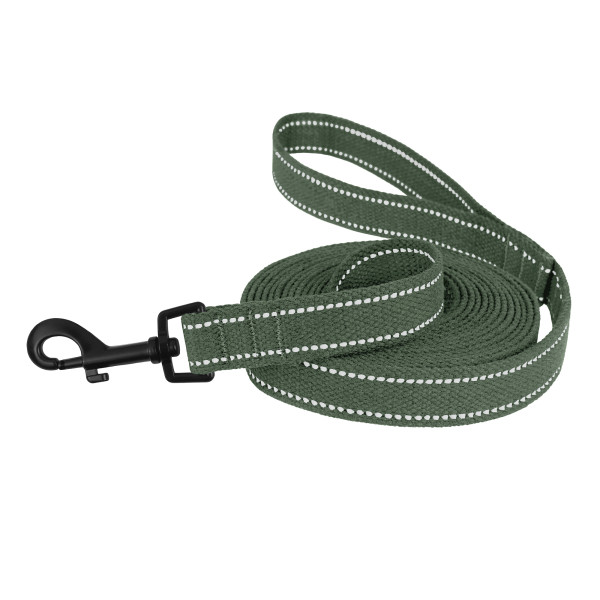 Повідець для собак Barksi Сotton рефлекторний бавовняний брезент Стандарт Хакі