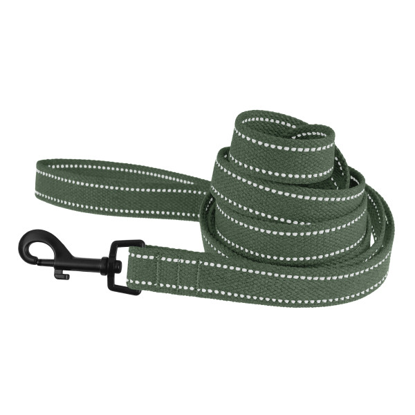 Повідець для собак Barksi Сotton рефлекторний бавовняний брезент Стандарт Хакі