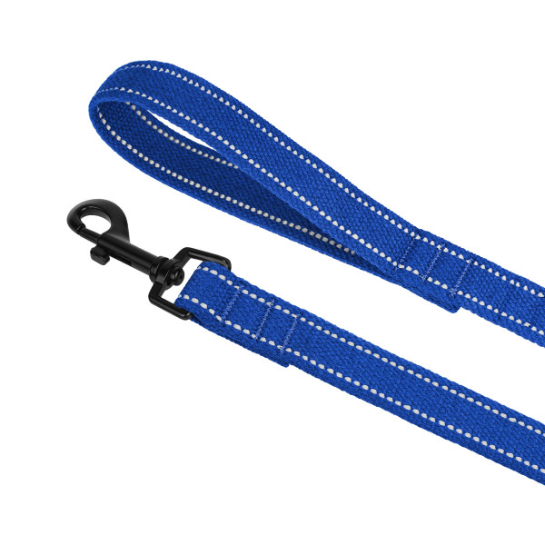 Повідець для собак Barksi Сotton рефлекторний бавовняний брезент Стандарт Волошковий