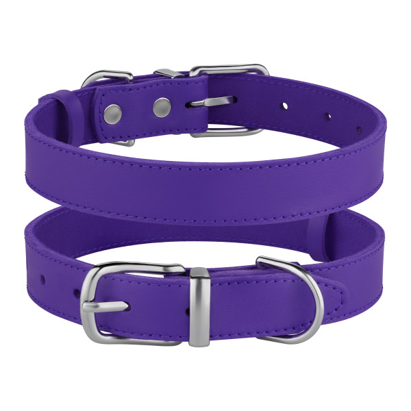Нашийник для Собак Шкіряний BronzeDog Classic з Хромованою Фурнітурою Фіолетовий