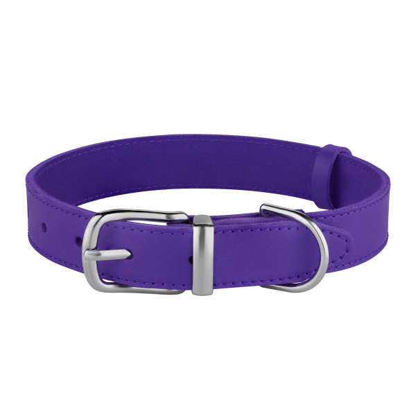 Нашийник для Собак Шкіряний BronzeDog Classic з Хромованою Фурнітурою Фіолетовий