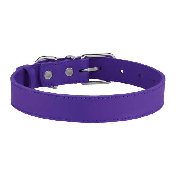 Нашийник для Собак Шкіряний BronzeDog Classic з Хромованою Фурнітурою Фіолетовий