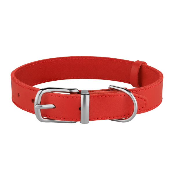 Нашийник для Собак Шкіряний BronzeDog Classic з Хромованою Фурнітурою Червоний