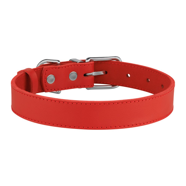 Нашийник для Собак Шкіряний BronzeDog Classic з Хромованою Фурнітурою Червоний