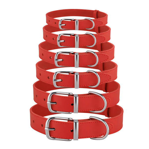 Нашийник для Собак Шкіряний BronzeDog Classic з Хромованою Фурнітурою Червоний