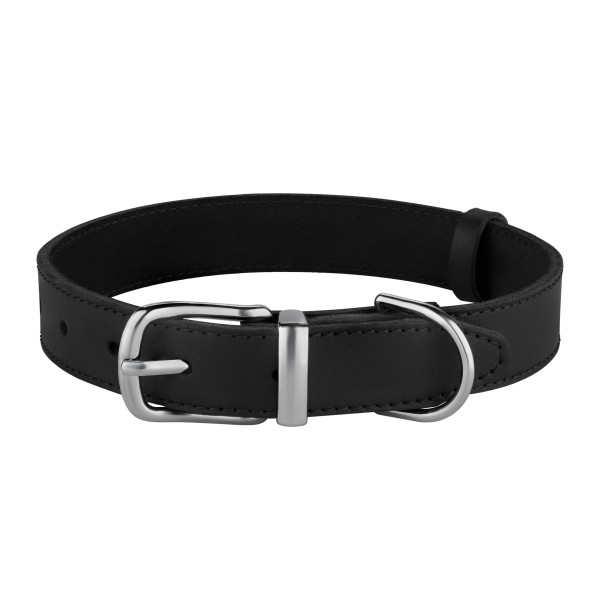Нашийник для Собак Шкіряний BronzeDog Classic з Хромованою Фурнітурою Чорний