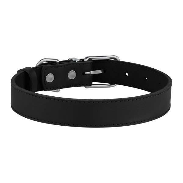 Нашийник для Собак Шкіряний BronzeDog Classic з Хромованою Фурнітурою Чорний