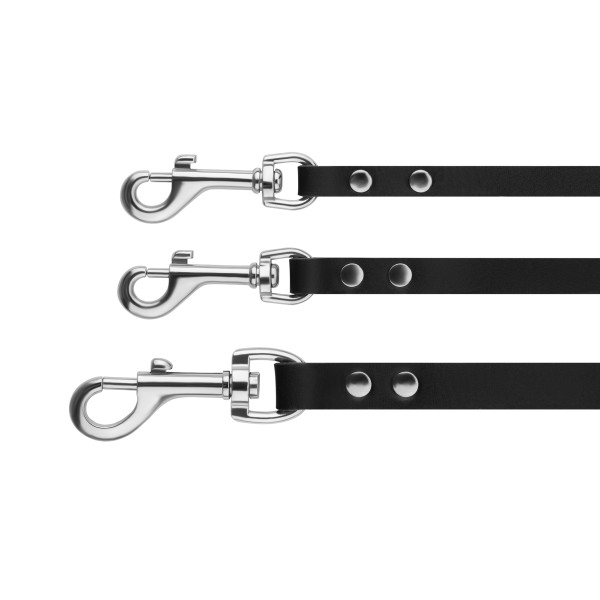 Повідець для Собак Шкіряний BronzeDog Classic з Хромованою Фурнітурою Чорний