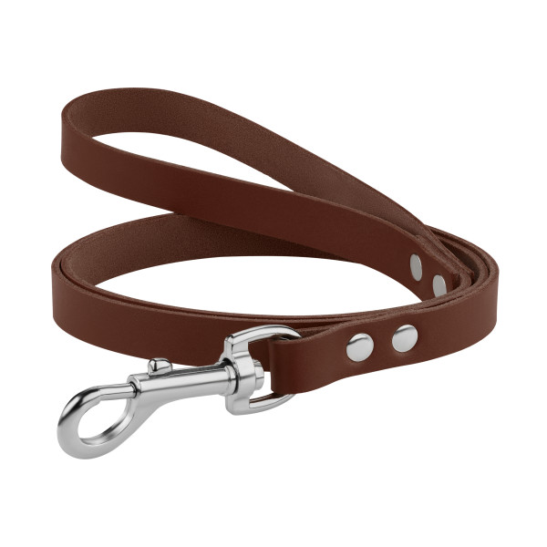 Повідець для Собак Шкіряний BronzeDog Classic з Хромованою Фурнітурою Коричневий