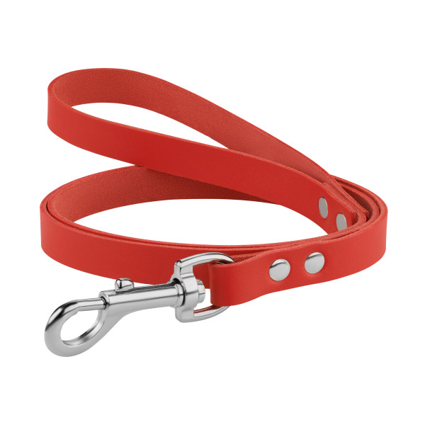 Повідець для Собак Шкіряний BronzeDog Classic з Хромованою Фурнітурою Червоний