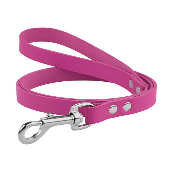 Повідець для Собак Шкіряний BronzeDog Classic з Хромованою Фурнітурою Рожевий