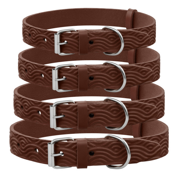 Нашийник для Собак Шкіряний BronzeDog Classic з тисненням Коричневий