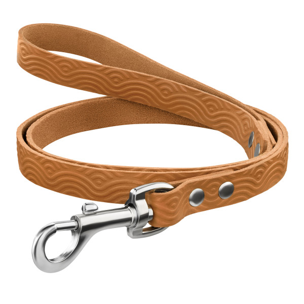 Повідець для Собак Шкіряний BronzeDog Classic з тисненням Гірчичний