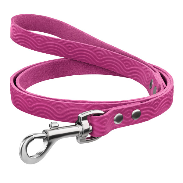 Повідець для Собак Шкіряний BronzeDog Classic з тисненням Рожевий