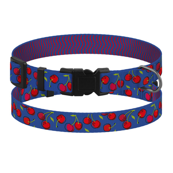 Нашийник для Собак Дрібних Порід BronzeDog Fruits Нейлоновий з Пластиковою Пряжкою Вишні