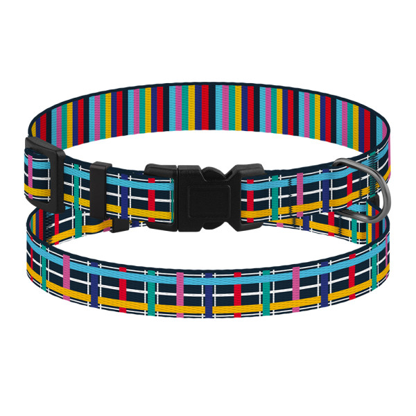 Нашийник для Собак Дрібних Порід BronzeDog Art Нейлоновий з Пластиковою Пряжкою Клітинка