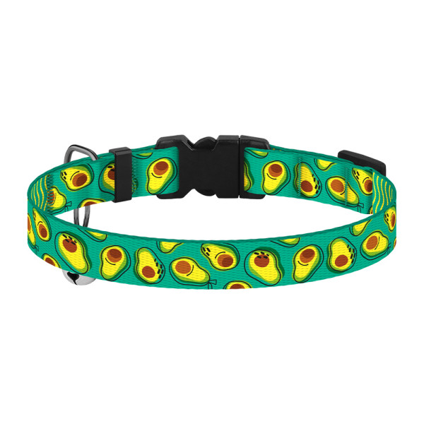 Нашийник для Котів BronzeDog Urban Fruits Нейлоновий з Пластиковою Пряжкою та Дзвіночком Авокадо