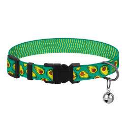 Нашийник для Котів BronzeDog Urban Fruits Нейлоновий з Пластиковою Пряжкою та Дзвіночком Авокадо