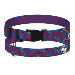 Нашийник для Котів BronzeDog Urban Fruits Нейлоновий з Пластиковою Пряжкою та Дзвіночком Вишні