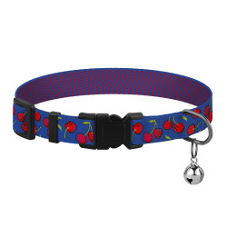 Нашийник для Котів BronzeDog Urban Fruits Нейлоновий з Пластиковою Пряжкою та Дзвіночком Вишні