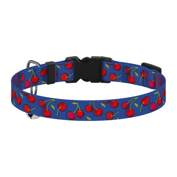 Нашийник для Котів BronzeDog Urban Fruits Нейлоновий з Пластиковою Пряжкою та Дзвіночком Вишні