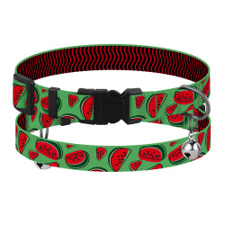 Нашийник для Котів BronzeDog Urban Fruits Нейлоновий з Пластиковою Пряжкою та Дзвіночком Кавун