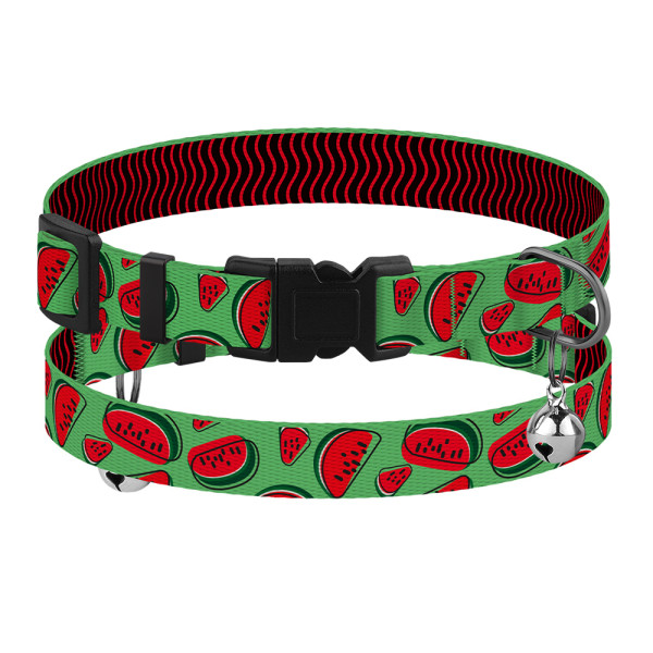 Нашийник для Котів BronzeDog Urban Fruits Нейлоновий з Пластиковою Пряжкою та Дзвіночком Кавун