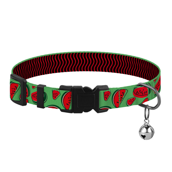 Нашийник для Котів BronzeDog Urban Fruits Нейлоновий з Пластиковою Пряжкою та Дзвіночком Кавун