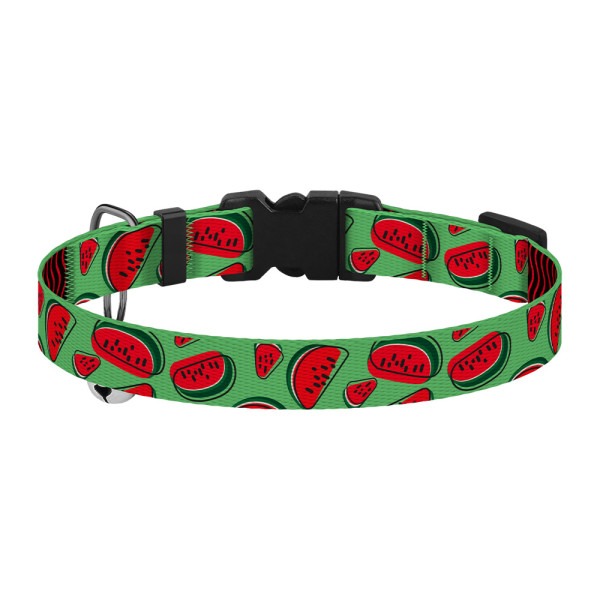 Нашийник для Котів BronzeDog Urban Fruits Нейлоновий з Пластиковою Пряжкою та Дзвіночком Кавун