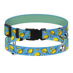 Нашийник для Котів BronzeDog Urban Fruits Нейлоновий з Пластиковою Пряжкою та Дзвіночком Лимони